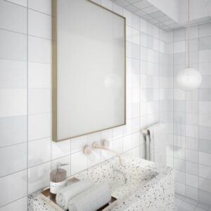 Stark Gold Rechteck Wandspiegel im gelb Rahmen aus gebürstetem Aluminium 60 x 80 cm-1