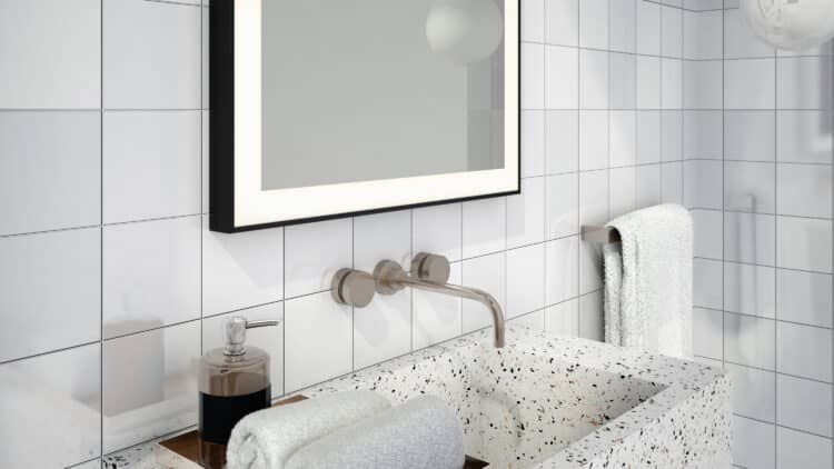 Logan Black Rechteck Wandspiegel schwarzem Aluminiumrahmen mit LED-3