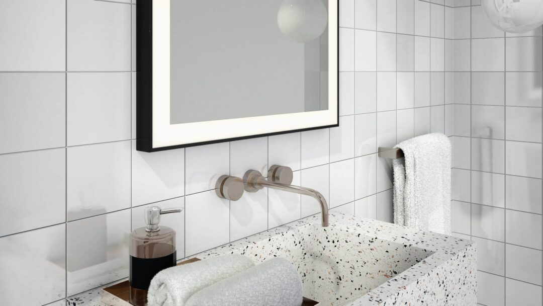 Logan Black Rechteck Wandspiegel schwarzem Aluminiumrahmen mit LED-3