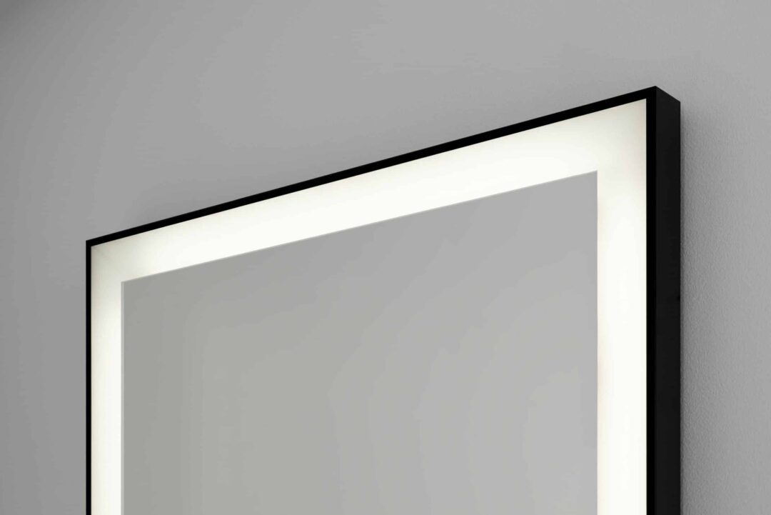 Logan Black Rechteck Wandspiegel schwarzem Aluminiumrahmen mit LED-4