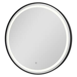 Moon Kreis Wandspiegel im schwarzen Rahmen aus gebürstetem Aluminium LED mit Berührungsschalter Ø70-2