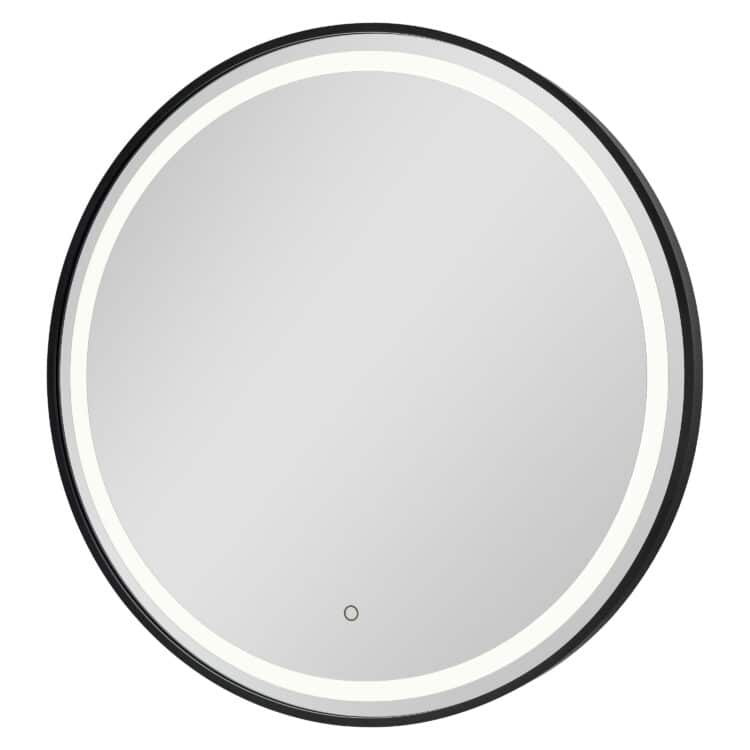 Moon Kreis Wandspiegel im schwarzen Rahmen aus gebürstetem Aluminium LED mit Berührungsschalter Ø70-2