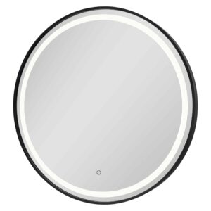 Moon Kreis Wandspiegel im schwarzen Rahmen aus gebürstetem Aluminium LED mit Berührungsschalter Ø70-2