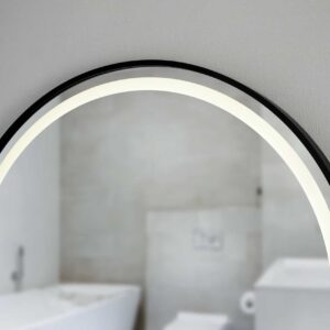 Moon Kreis Wandspiegel im schwarzen Rahmen aus gebürstetem Aluminium LED mit Berührungsschalter Ø70-3