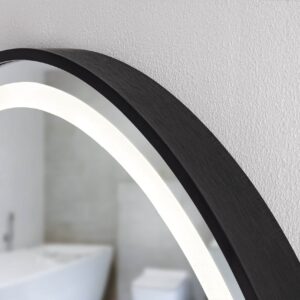 Moon Kreis Wandspiegel im schwarzen Rahmen aus gebürstetem Aluminium LED mit Berührungsschalter Ø70-4