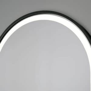 Solaris Wandspiegel in einem schwarzen Rahmen aus gebürstetem Aluminium. Sein sandgestrahlter mit LEDs beleuchtet.-2