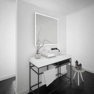 Solid Rechteck mit umlaufendem Mattstreifen Wandspiegel mit LED-2