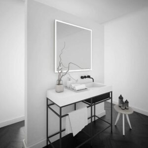 Solid Rechteck mit umlaufendem Mattstreifen Wandspiegel mit LED-2