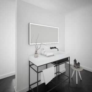 Solid Black Rechteck Wandspiegel schwarzem Aluminiumrahmen mit LED-1
