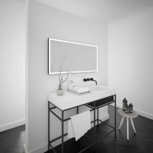 Solid Black Rechteck Wandspiegel schwarzem Aluminiumrahmen mit LED-1