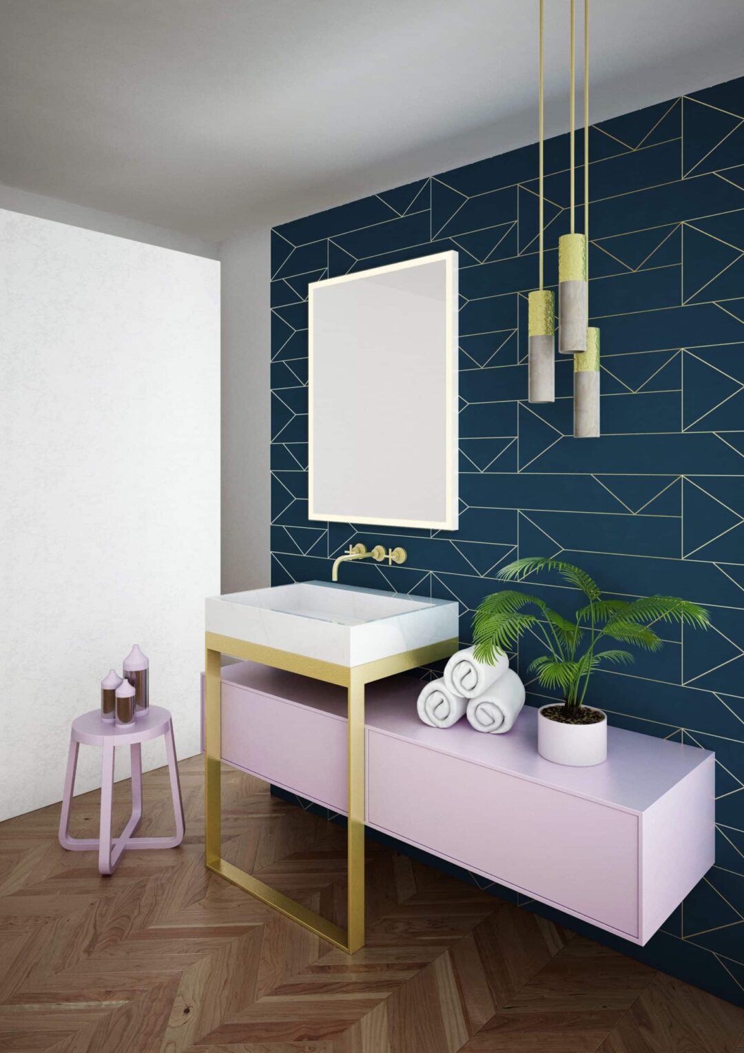 Solid White Rechteck mit umlaufendem Mattstreifen Wandspiegel mit LED. Rahmenfarbe - Weiß 60 x 80 cm-1