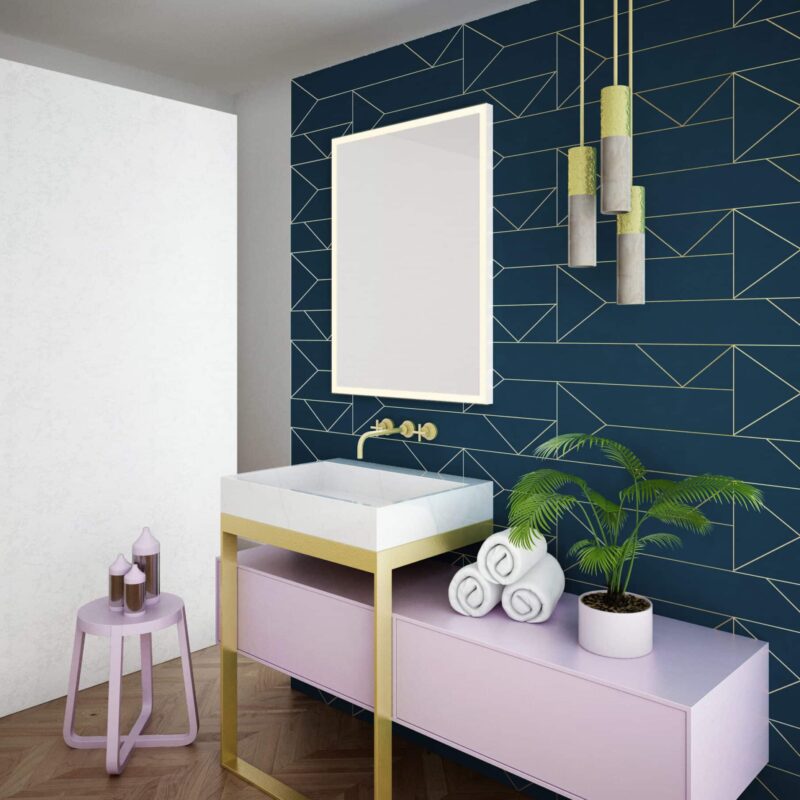 Solid White Rechteck mit umlaufendem Mattstreifen Wandspiegel mit LED. Rahmenfarbe - Weiß 60 x 80 cm-1