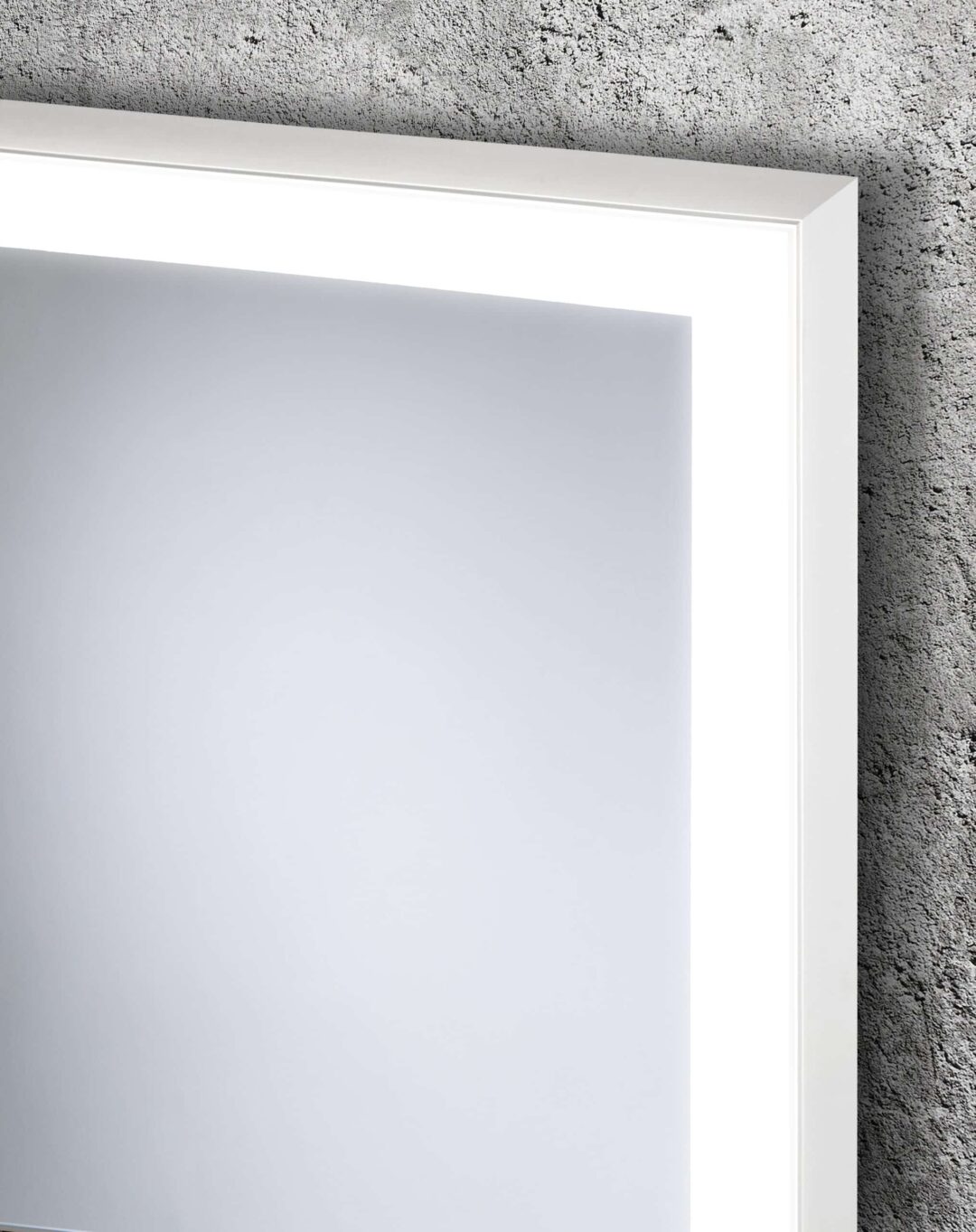 Solid White Rechteck mit umlaufendem Mattstreifen Wandspiegel mit LED. Rahmenfarbe - Weiß 60 x 80 cm-3