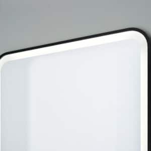 Verso Ovale Ecken Rechteck einem schwarzen Rahmen aus gebürstetem Aluminium. Wandspiegel mit LED 60 x 80 cm-2