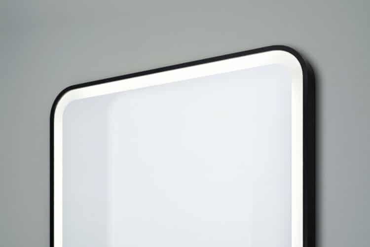 Verso Ovale Ecken Rechteck einem schwarzen Rahmen aus gebürstetem Aluminium. Wandspiegel mit LED 60 x 80 cm-2