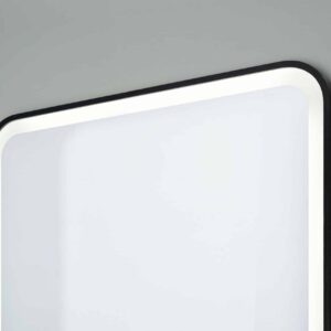 Verso Ovale Ecken Rechteck einem schwarzen Rahmen aus gebürstetem Aluminium. Wandspiegel mit LED 60 x 80 cm-2