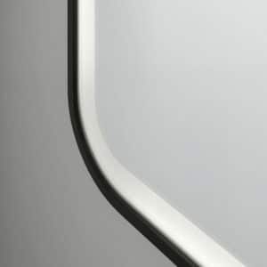 Verso Ovale Ecken Rechteck einem schwarzen Rahmen aus gebürstetem Aluminium. Wandspiegel mit LED 60 x 80 cm-3