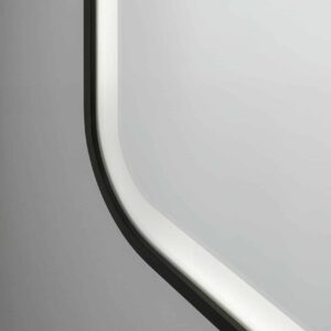 Verso Ovale Ecken Rechteck einem schwarzen Rahmen aus gebürstetem Aluminium. Wandspiegel mit LED 60 x 80 cm-3