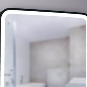 Verso Ovale Ecken Rechteck einem schwarzen Rahmen aus gebürstetem Aluminium. Wandspiegel mit LED 60 x 80 cm-4