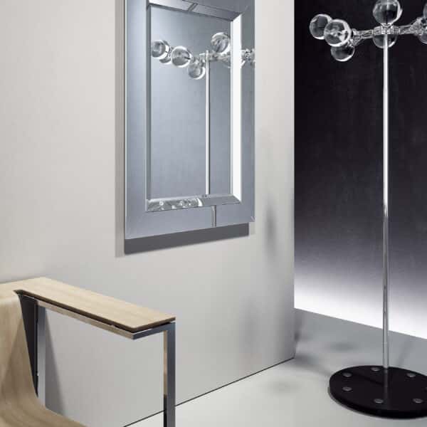 Modena Silver Rechteck Wandspiegel aus abgeschrägten silbernen Spiegelstreifen-1