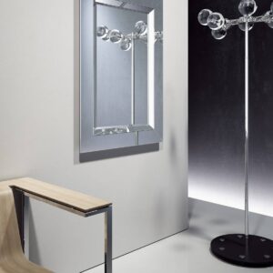 Modena Silver Rechteck Wandspiegel aus abgeschrägten silbernen Spiegelstreifen-1