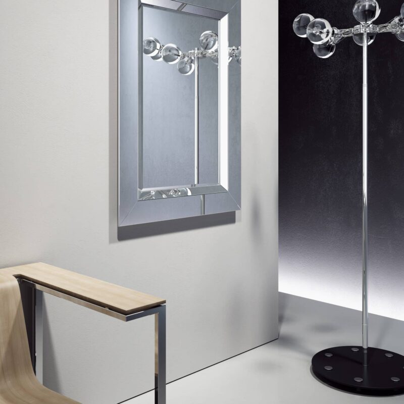 Modena Silver Rechteck Wandspiegel aus abgeschrägten silbernen Spiegelstreifen-1