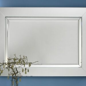 Modena Silver Rechteck Wandspiegel aus abgeschrägten silbernen Spiegelstreifen-2