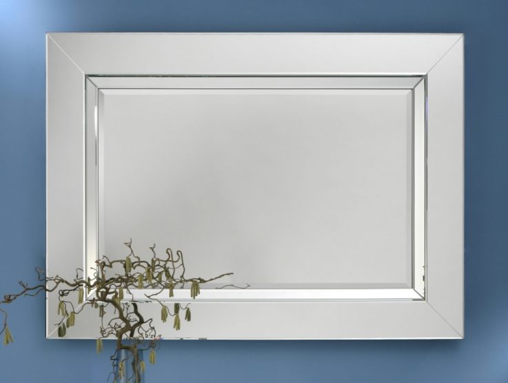 Modena Silver Rechteck Wandspiegel aus abgeschrägten silbernen Spiegelstreifen-2