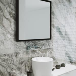 Profix Black Rechteck Wandspiegel im schwarzen Rahmen aus gebürstetem Aluminium-1