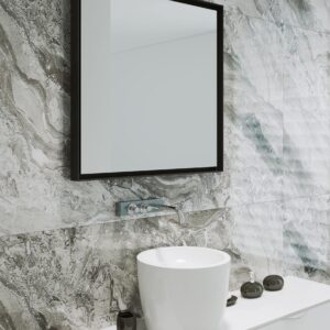 Profix Black Rechteck Wandspiegel im schwarzen Rahmen aus gebürstetem Aluminium-1