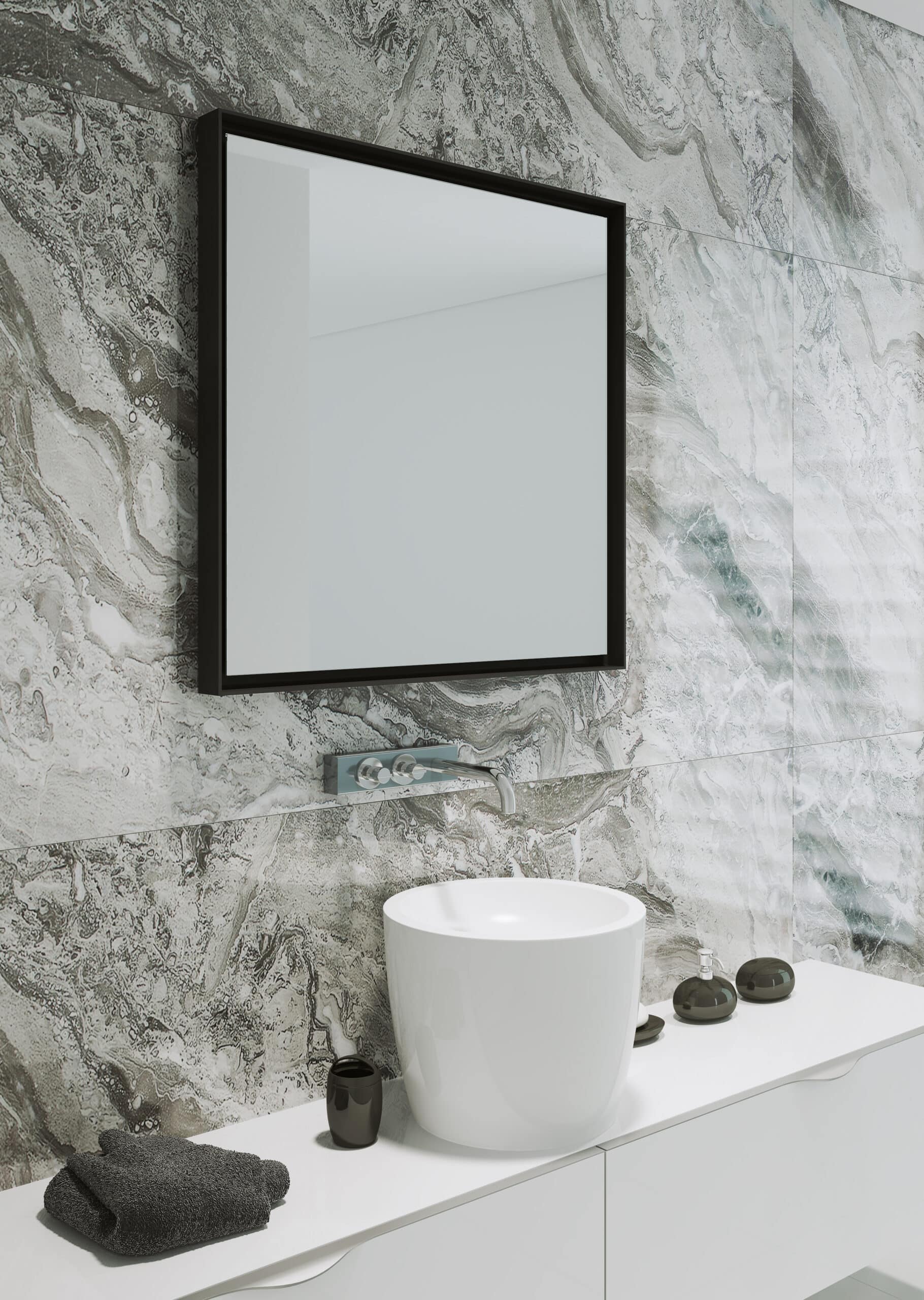 Profix Black Rechteck Wandspiegel im schwarzen Rahmen aus gebürstetem Aluminium-1 Profix Black Rechteck Wandspiegel im schwarzen Rahmen aus gebürstetem Aluminium-1