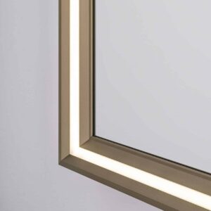 Yuwel Rechteck Wandspiegel im Rahmen aus gebürstetem Aluminium Streifen in der LED-2