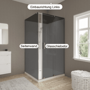 Duschkabine Schiebetür & feste Seitenwand mit Set als Sonderanfertigung | ESG | Kanten poliert