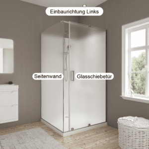 Duschkabine Schiebetür & feste Seitenwand mit Set als Sonderanfertigung | ESG | Kanten poliert