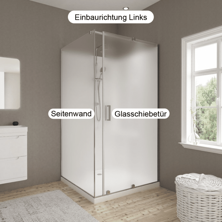 Duschkabine Schiebetür & feste Seitenwand mit Set als Sonderanfertigung | ESG | Kanten poliert