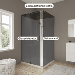 Duschkabine Schiebetür & feste Seitenwand mit Set als Sonderanfertigung | ESG | Kanten poliert