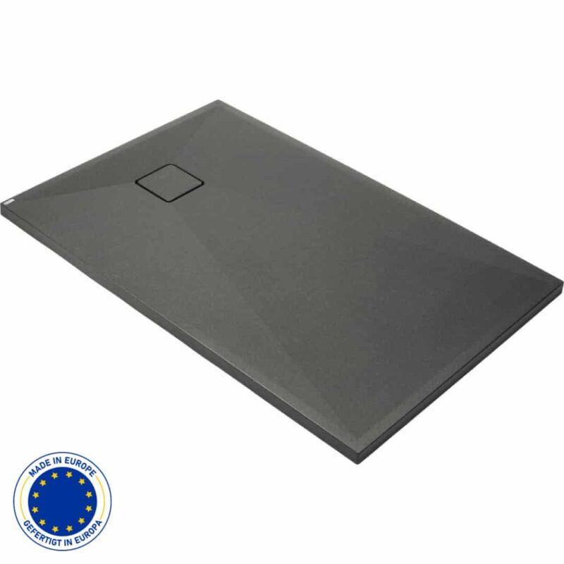 Rechteck Granit Duschwanne | Anthrazit Metallic Duschtasse | Breite 700-900 mm | Länge 900-1400 mm | Höhe 35 mm | mit/ohne Ablaufgarnitur