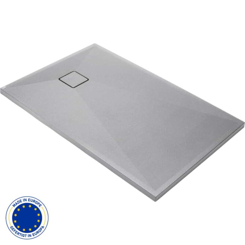 Rechteck Granit Duschwanne | Grau Metallic Duschtasse | Breite 700-900 mm | Länge 900-1400 mm | Höhe 35 mm | mit/ohne Ablaufgarnitur