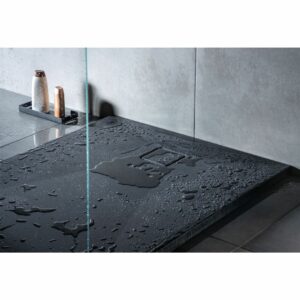 Quadrat Granit Duschwanne | Anthrazit Metallic Duschtasse | Breite 800-900 mm | Länge 800-900 mm | Höhe 35 mm | mit/ohne Ablaufgarnitur