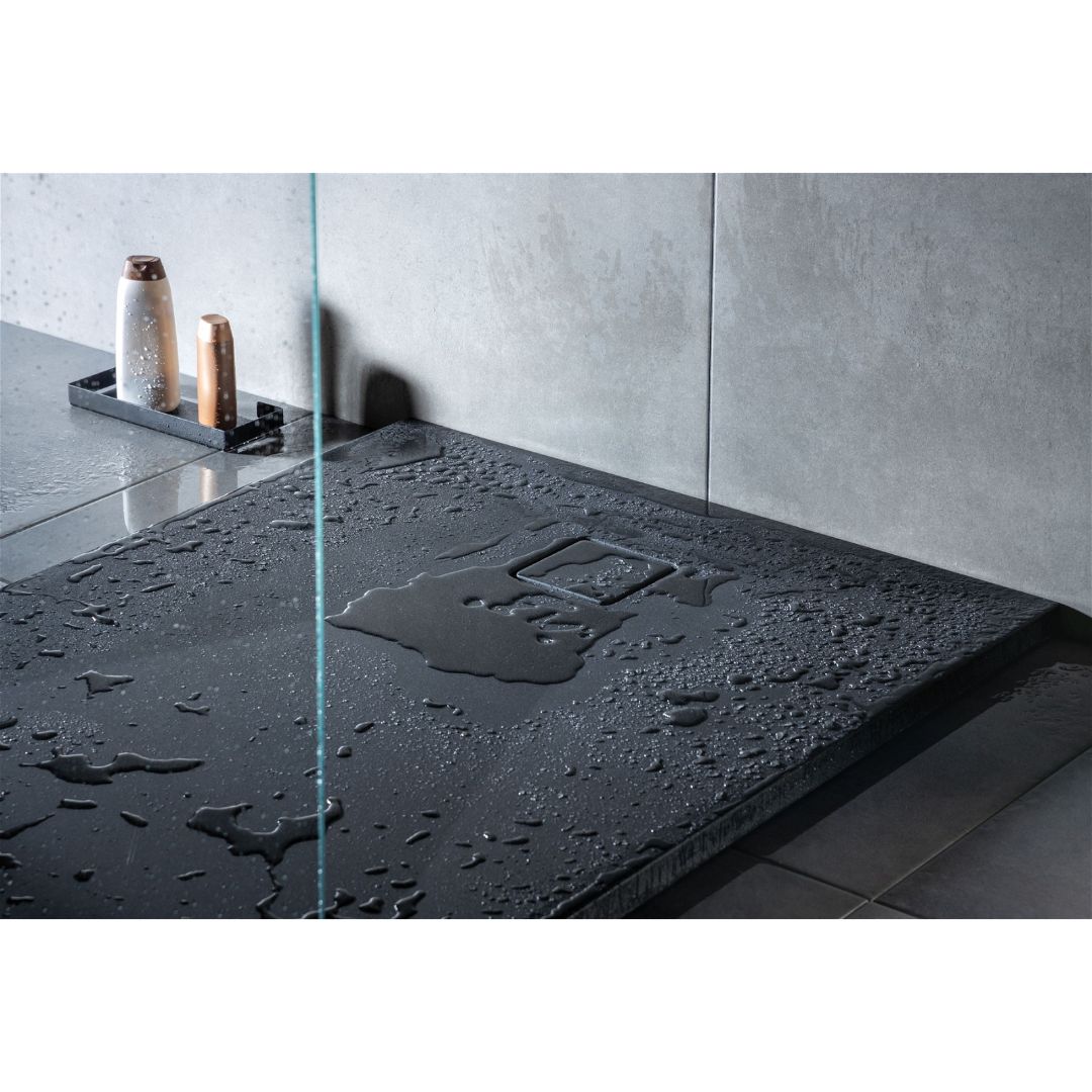 Quadrat Granit Duschwanne | Anthrazit Metallic Duschtasse | Breite 800-900 mm | Länge 800-900 mm | Höhe 35 mm | mit/ohne Ablaufgarnitur