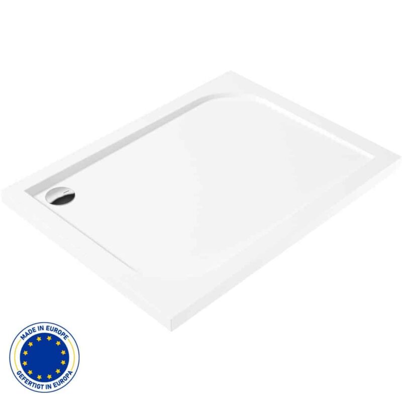 Rechteck Acryl Duschwanne | Weiβ Duschtasse | Breite 800-900 mm | Länge 1000-1200 mm | Höhe 50 mm | mit/ohne Ablaufgarnitur