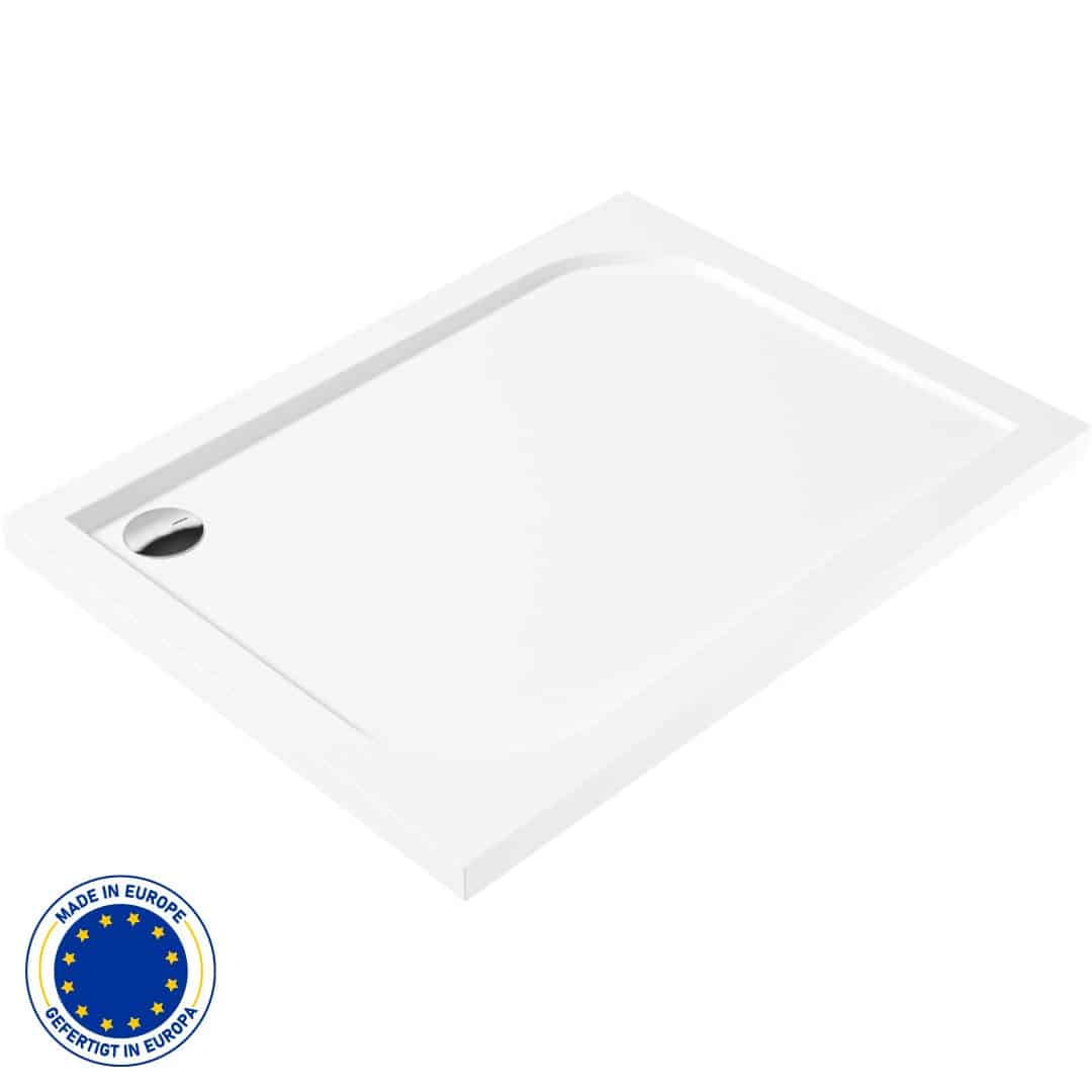 Rechteck Acryl Duschwanne | Weiβ Duschtasse | Breite 800-900 mm | Länge 1000-1200 mm | Höhe 50 mm | mit/ohne Ablaufgarnitur