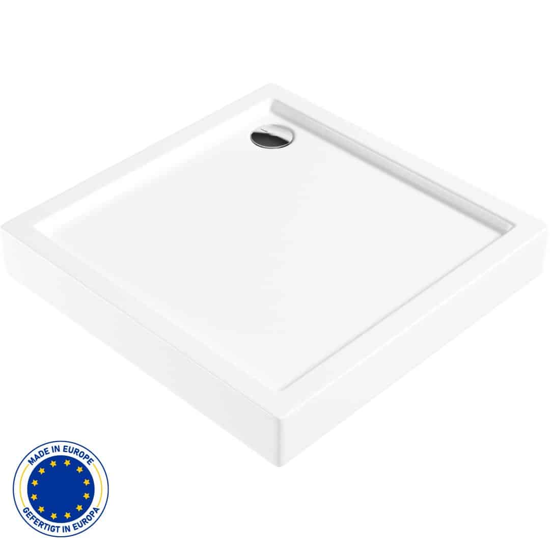 Quadrat Standard Acryl Duschwanne | Weiß Duschtasse | Breite 800-900 mm | Länge 800-900 mm | Höhe 140 mm | mit/ohne Ablaufgarnitur