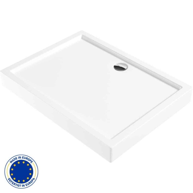 Rechteck Standard Acryl Duschwanne | Weiß Duschtasse | Breite 800-900 mm | Länge 900-1200 mm | Höhe 140 mm | mit/ohne Ablaufgarnitur