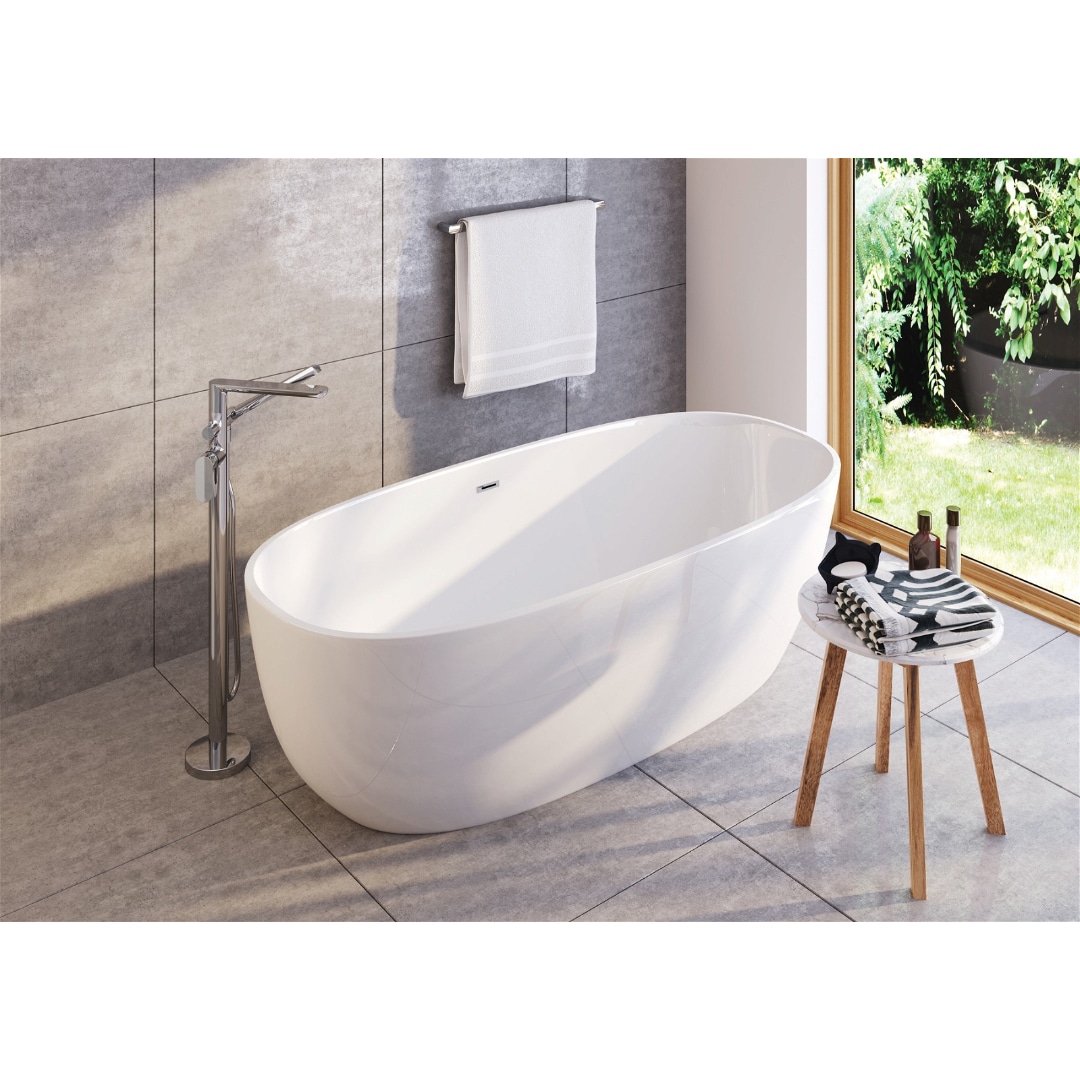 Oval Freistehende Badewanne | Acryl Weiβ Badewanne | Breite 735-790 mm | Länge 1500-1700 mm | Höhe 580 mm