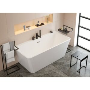 Rechteck Wandmontiert/Freistehende Badewanne | Acryl Weiβ Badewanne | Breite 750-800 mm | Länge 1600-1700 mm | Höhe 580 mm