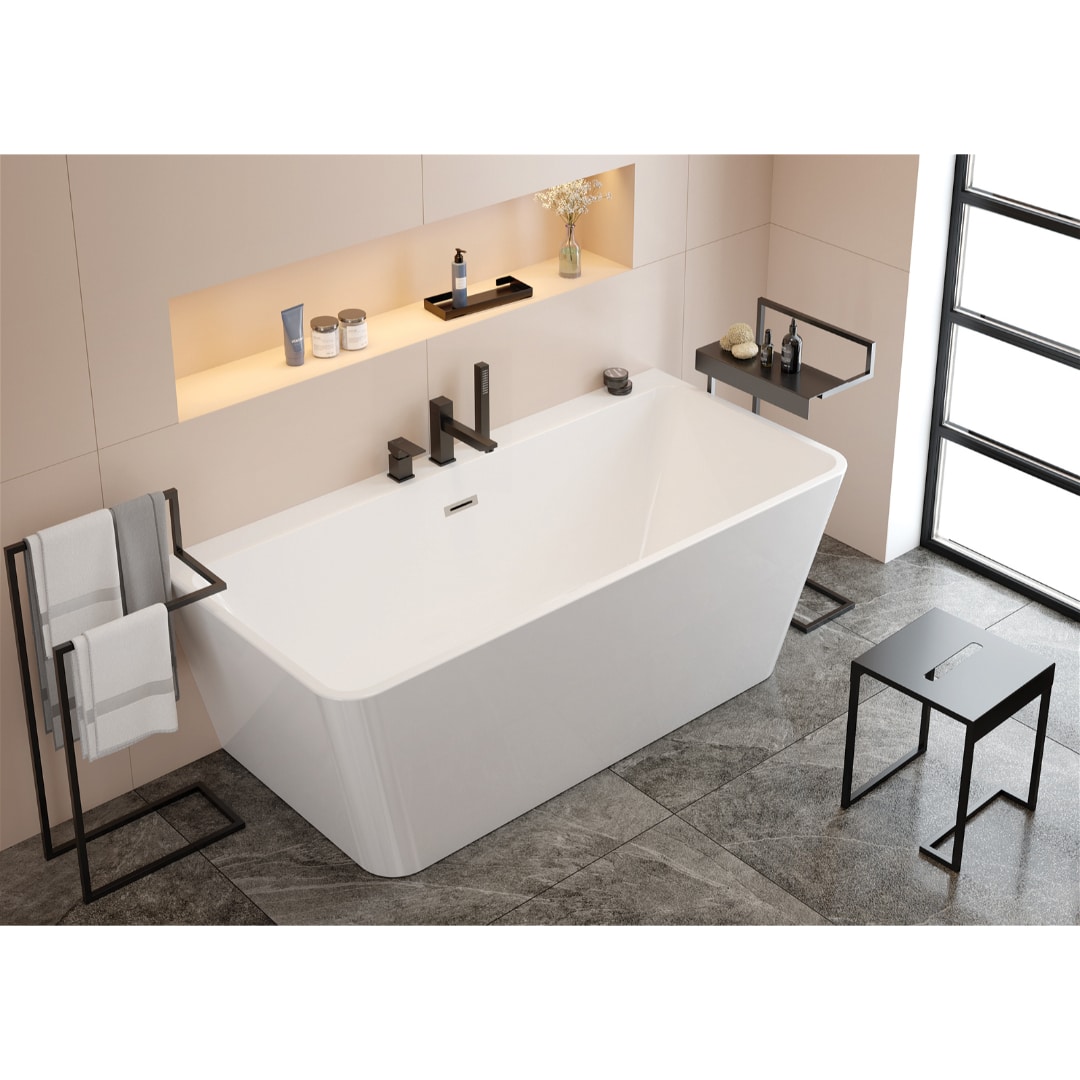 Rechteck Wandmontiert/Freistehende Badewanne | Acryl Weiβ Badewanne | Breite 750-800 mm | Länge 1600-1700 mm | Höhe 580 mm