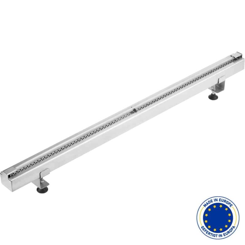 Schlitz Duschrinne aus Rostfreies Stahl | Stahl Bodenablauf | Länge 700-900 mm | inkl. Siphon für Abfluss