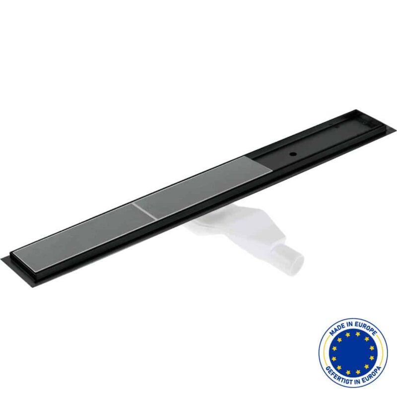 Umkehrbar Fuβboden Duschrinne aus Rostfreies Stahl | Nero Bodenablauf | Länge 600-1000 mm | inkl. Siphon für Abfluss