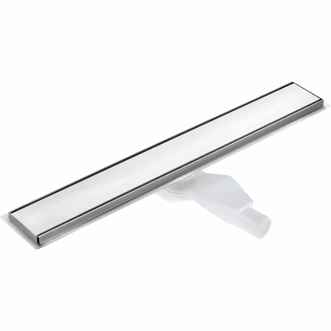 Umkehrbar Fuβboden Duschrinne aus Rostfreies Stahl | Stahl Bodenablauf | Länge 600-1000 mm | inkl. Siphon für Abfluss